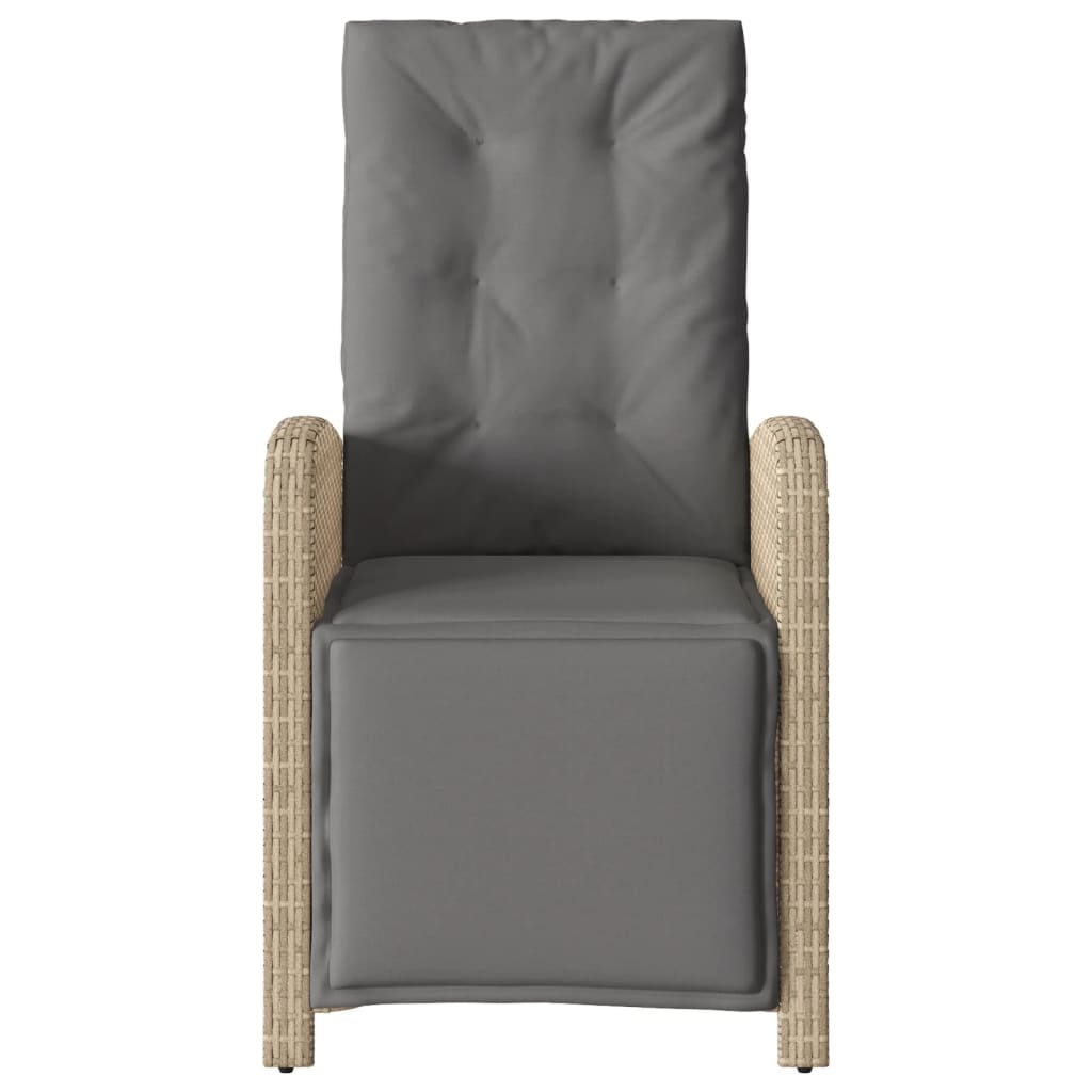 Gartensessel mit Fußteil Verstellbar Schwarz Poly Rattan