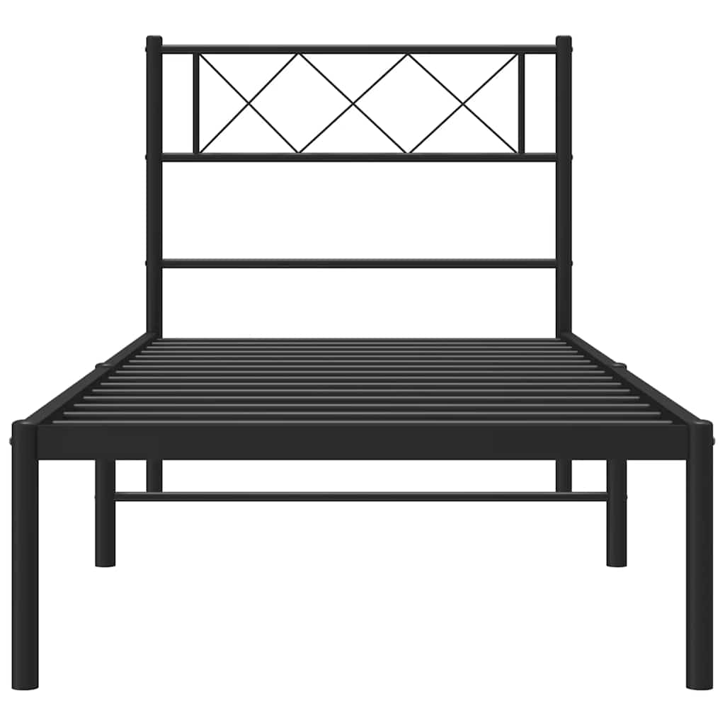 Bettgestell mit Kopfteil Metall Schwarz 100x190 cm