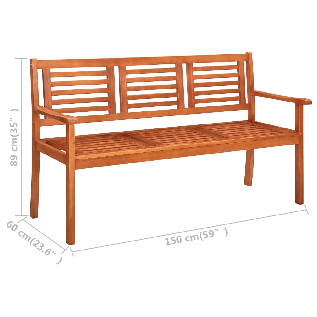 Gartenbank 2-Sitzer 120 cm Massivholz Eukalyptus