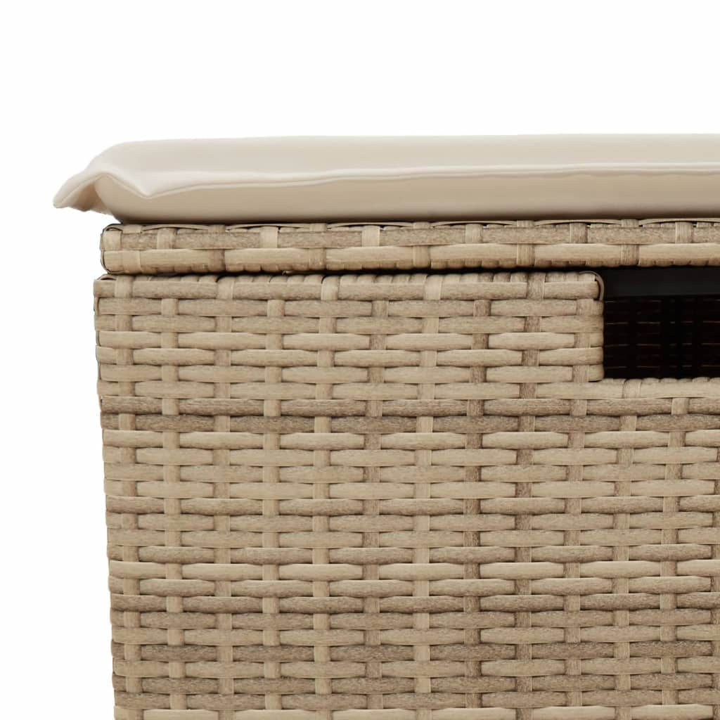 Gartenhocker mit Kissen Schwarz 55x55x37 cm Poly Rattan
