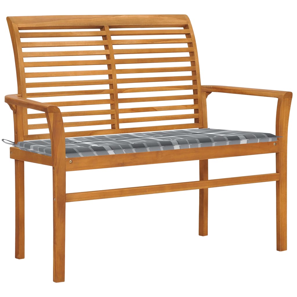Gartenbank mit Anthrazit Auflage 112 cm Massivholz Teak