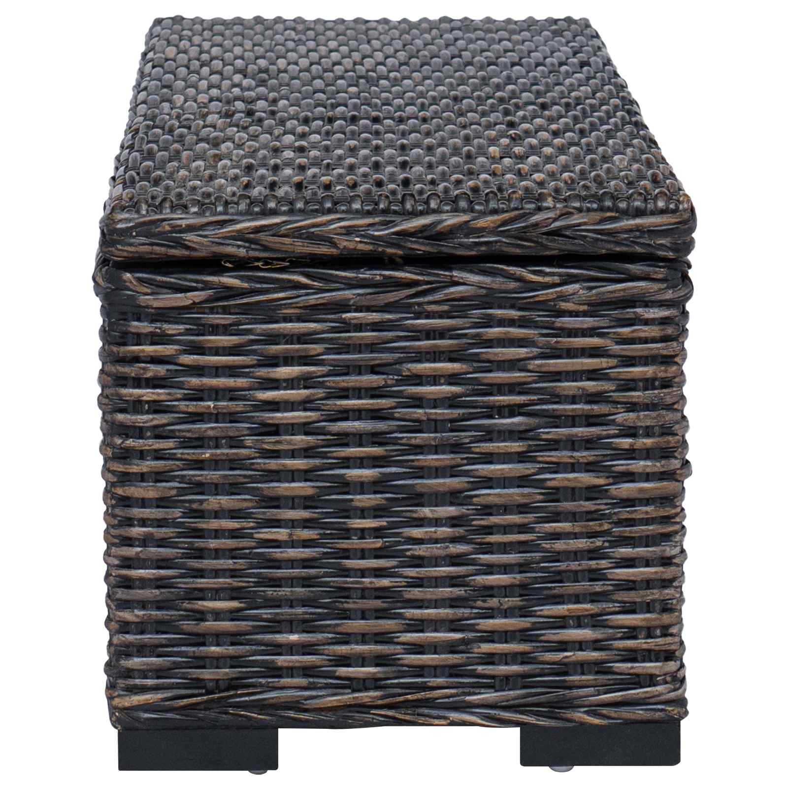 Truhe Weiß 110 cm Natur Kubu Rattan & Massivholz Mahagoni