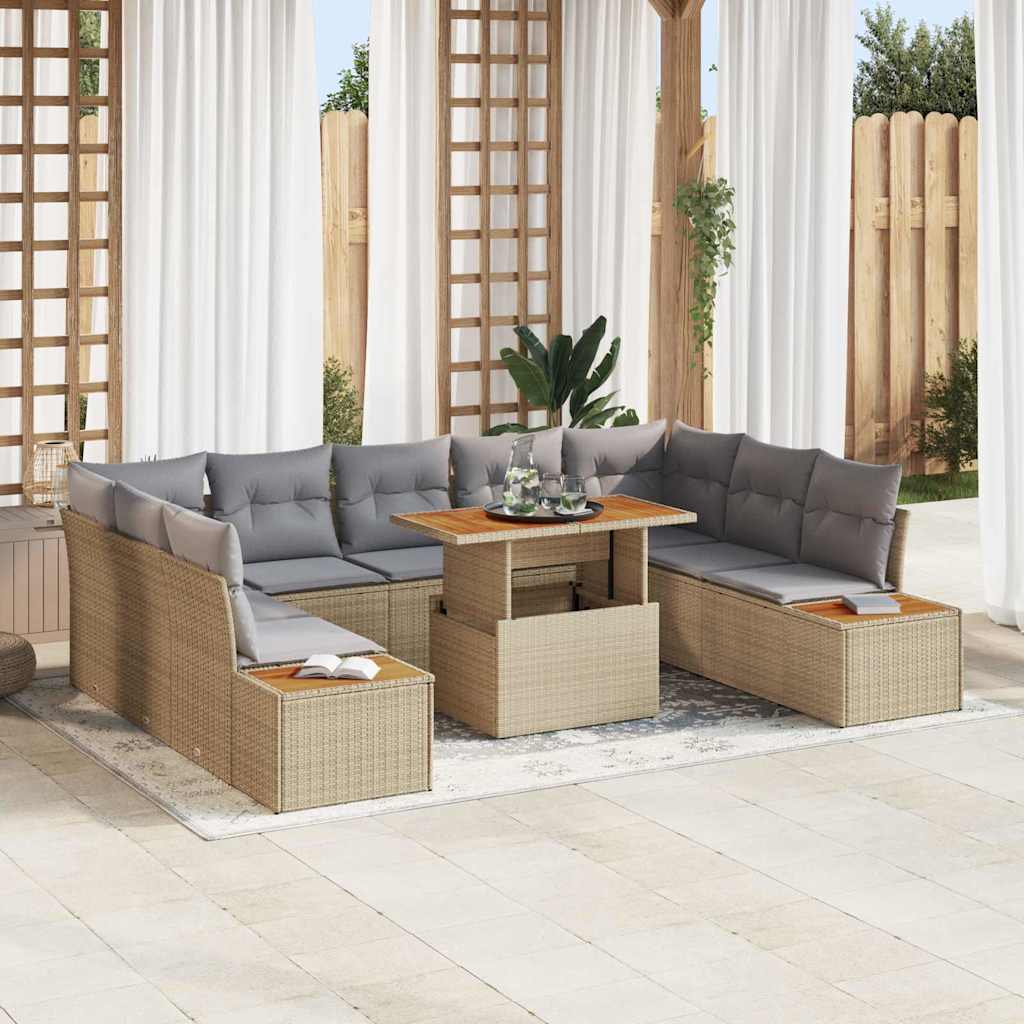 Garten Essgruppe mit Kissen 10 pcs Schwarz und Beige