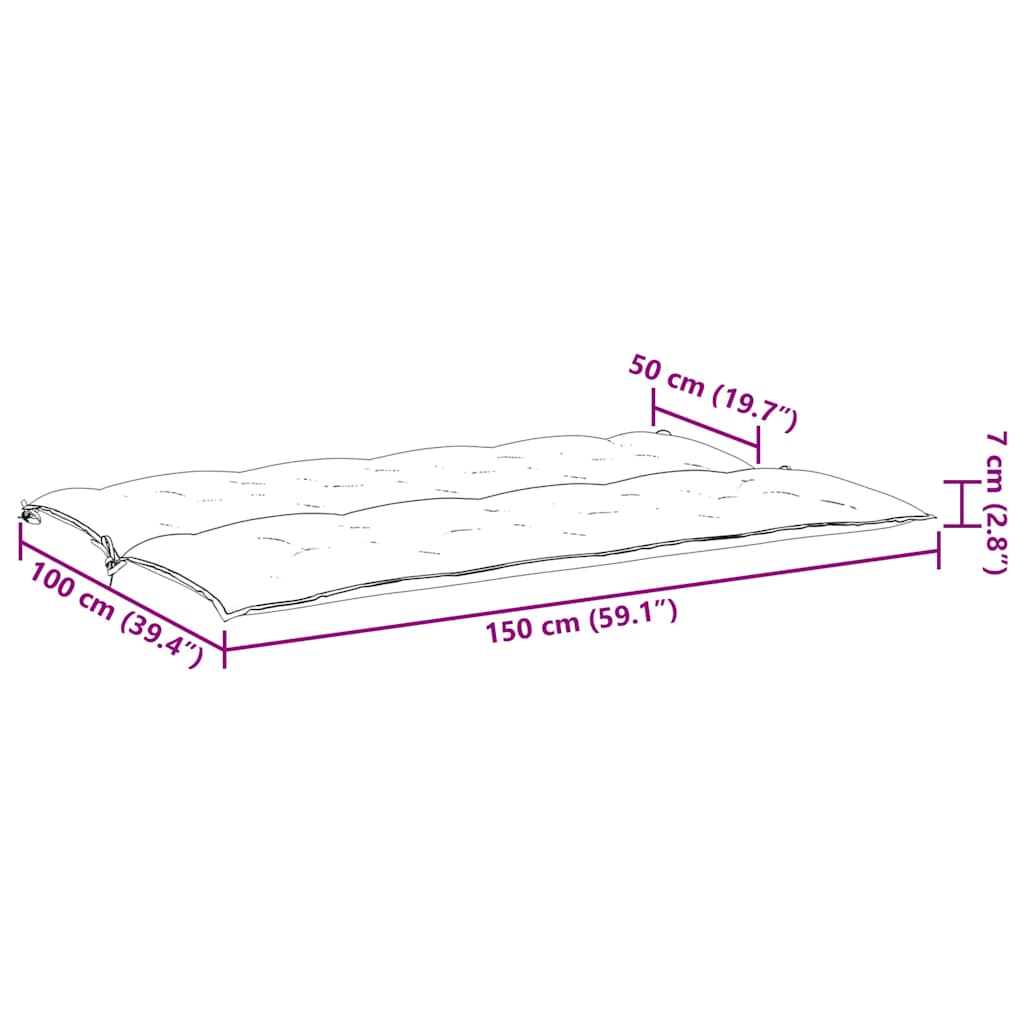 Gartenbank-Auflage Anthrazit 100x(50+50)x7 cm Oxford-Gewebe