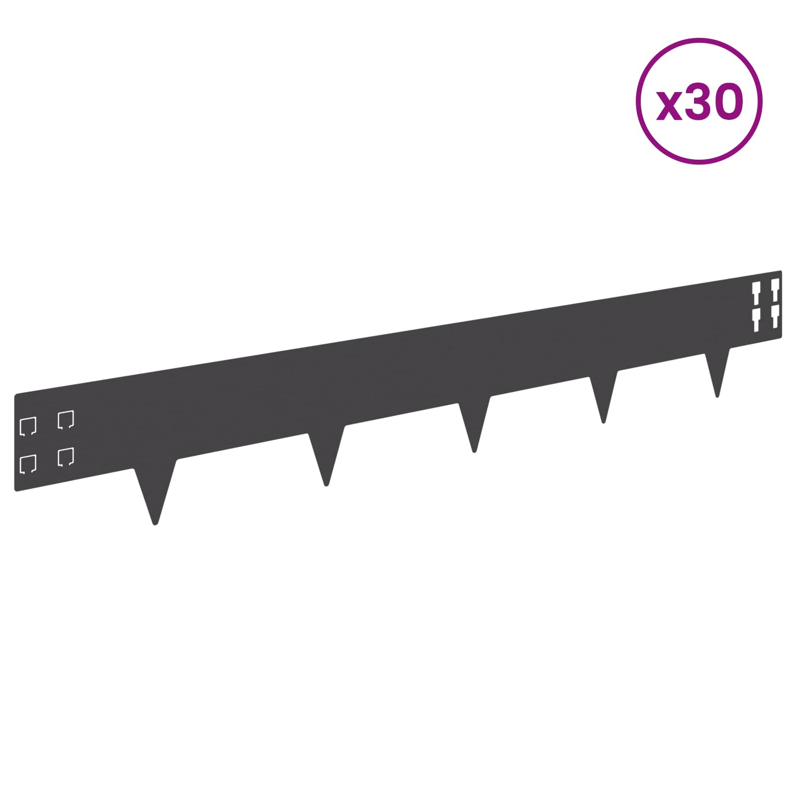 Raseneinfassung 10 pcs 100 x 12 cm Stahl Schwarz