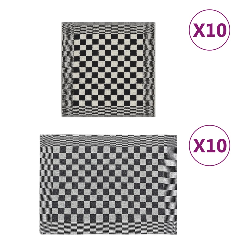10-tlg. Handtuch-Set Schwarz und Grau Baumwolle