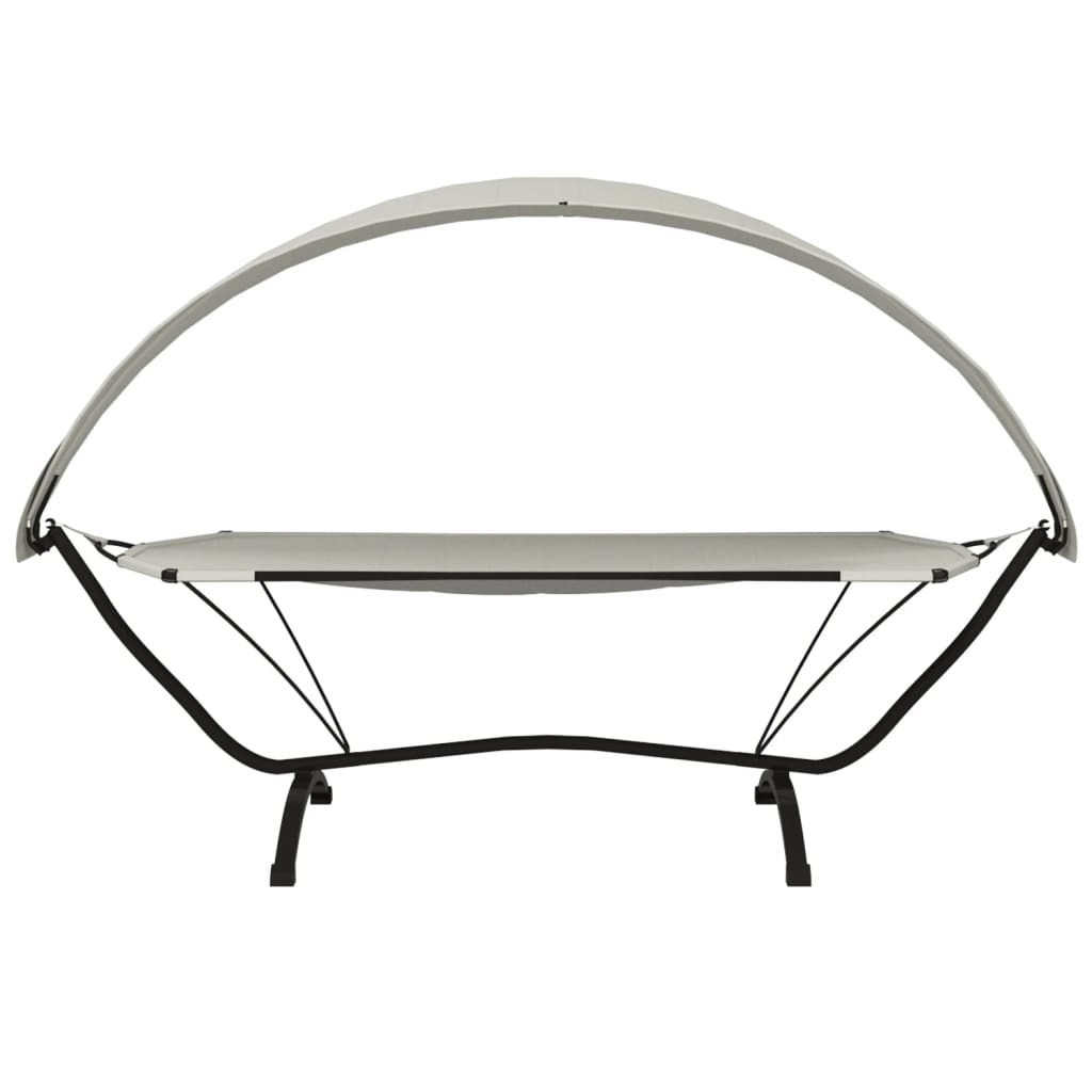 Outdoor-Loungebett mit Dach Schwarz Stahl und Oxford-Stoff
