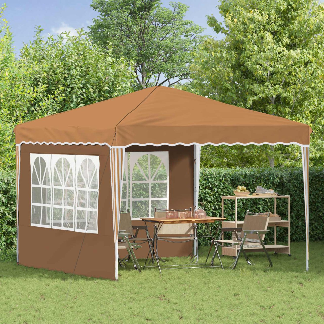 Pop-up Partyzelt 288 x 288 x 245 cm Creme Oxford-Stoff