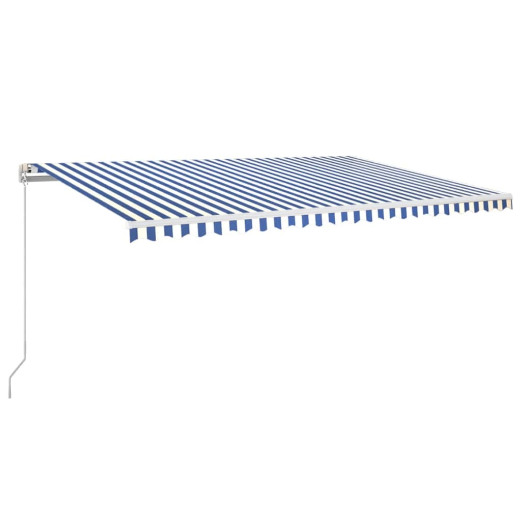 Markise Manuell Einziehbar mit LED 300x250 cm Blau und Weiß