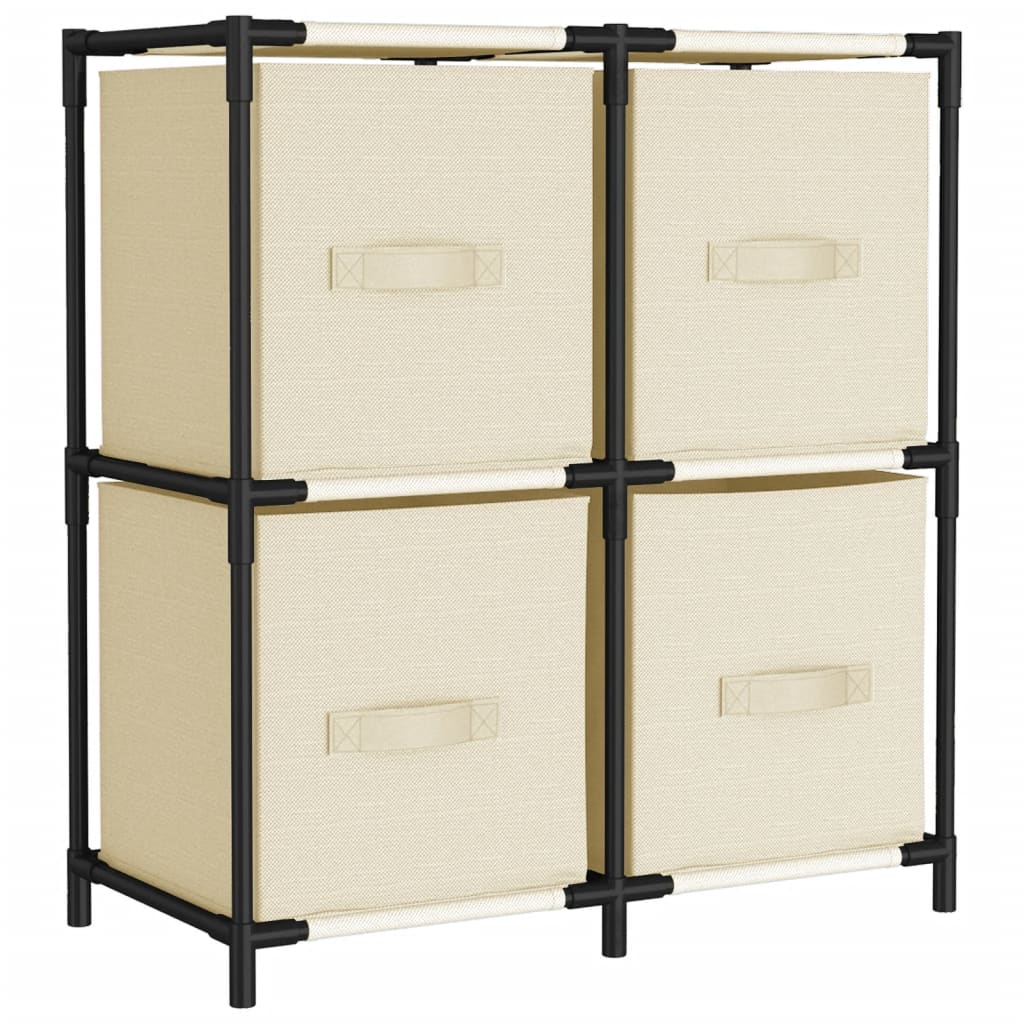 Lagerschrank mit 4 Stoffkörben Schwarz 63×30×71 cm Stahl