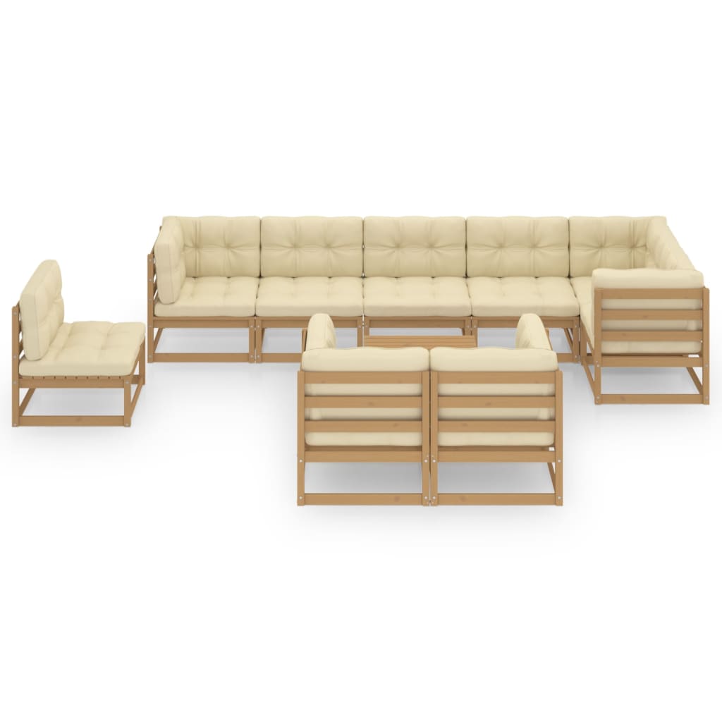10-tlg. Garten-Lounge-Set Weiß Massivholz Kiefer