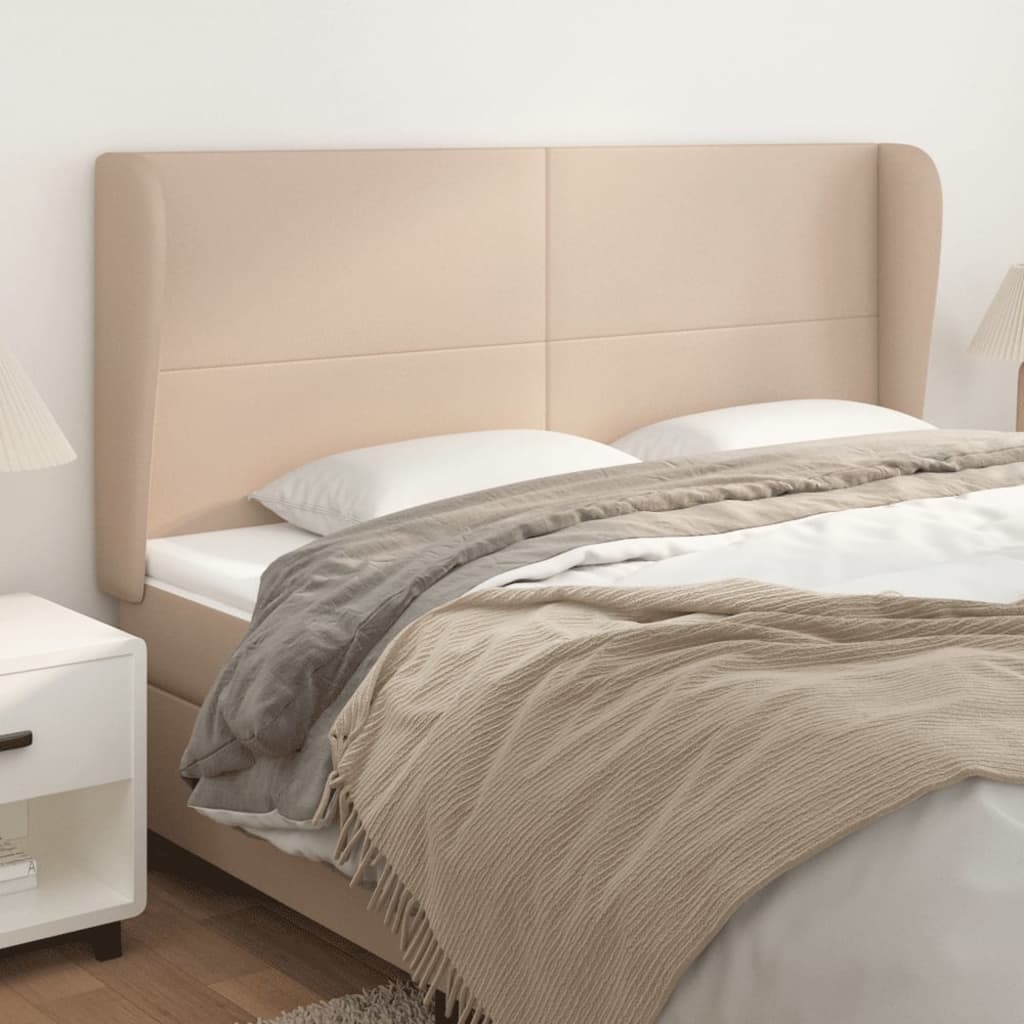 Kopfteil mit Ohren Creme 83x23x78/88 cm Kunstleder