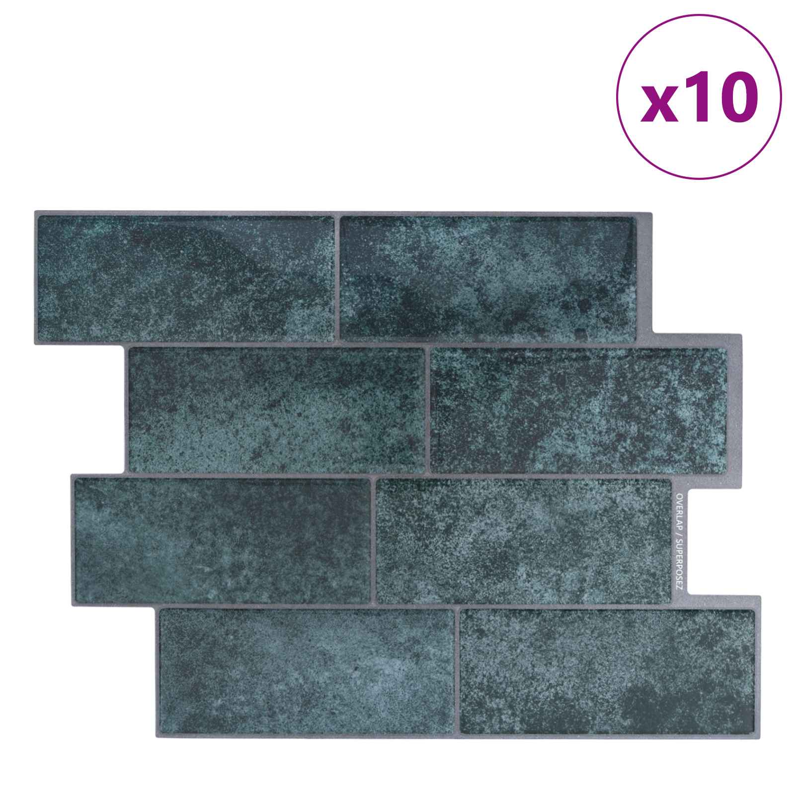 U-Bahn-Fliese 10 pcs Weiß Grau 29 x 21 cm Polyurethan und PET
