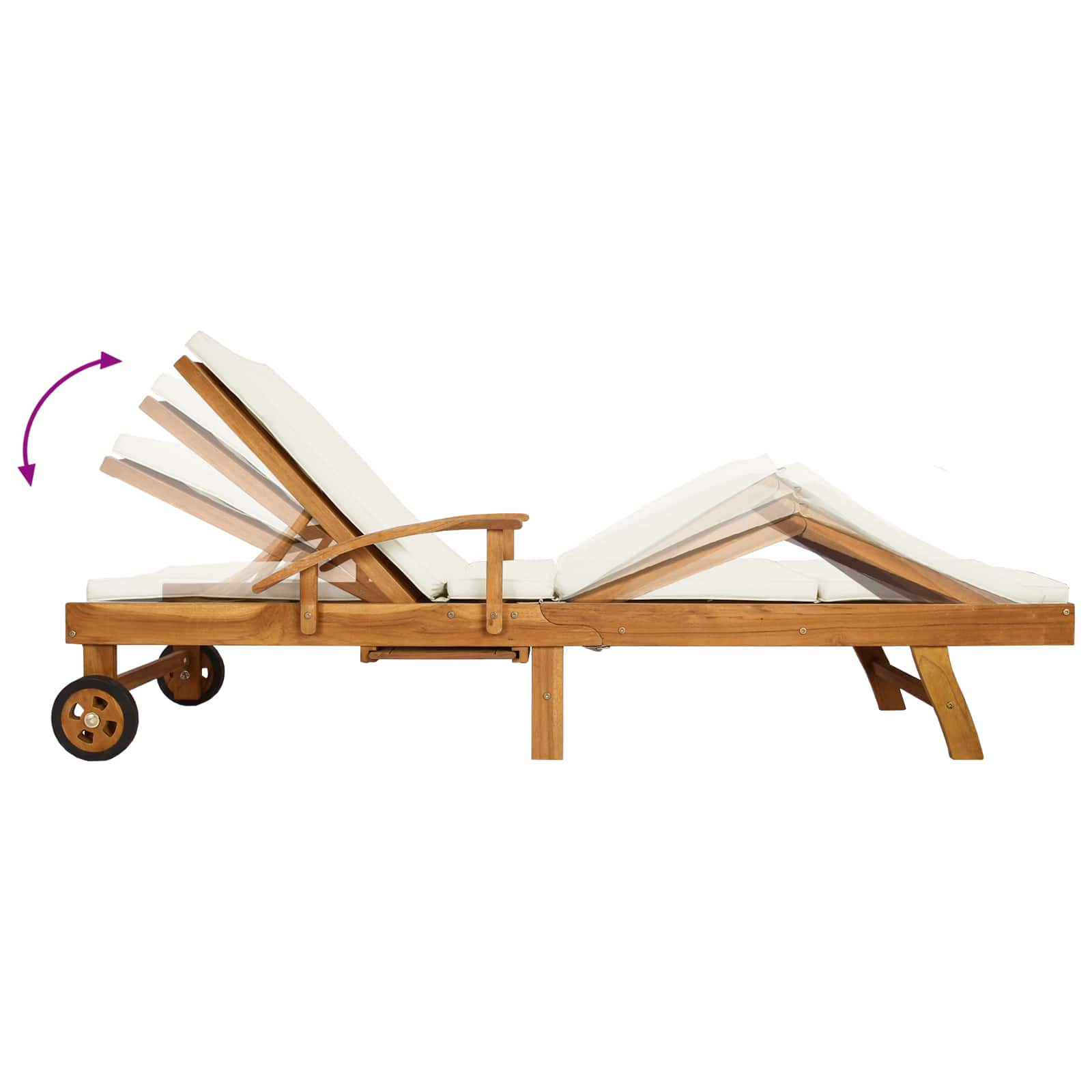 Sonnenliege 1-Person Braun Massivholz Teak