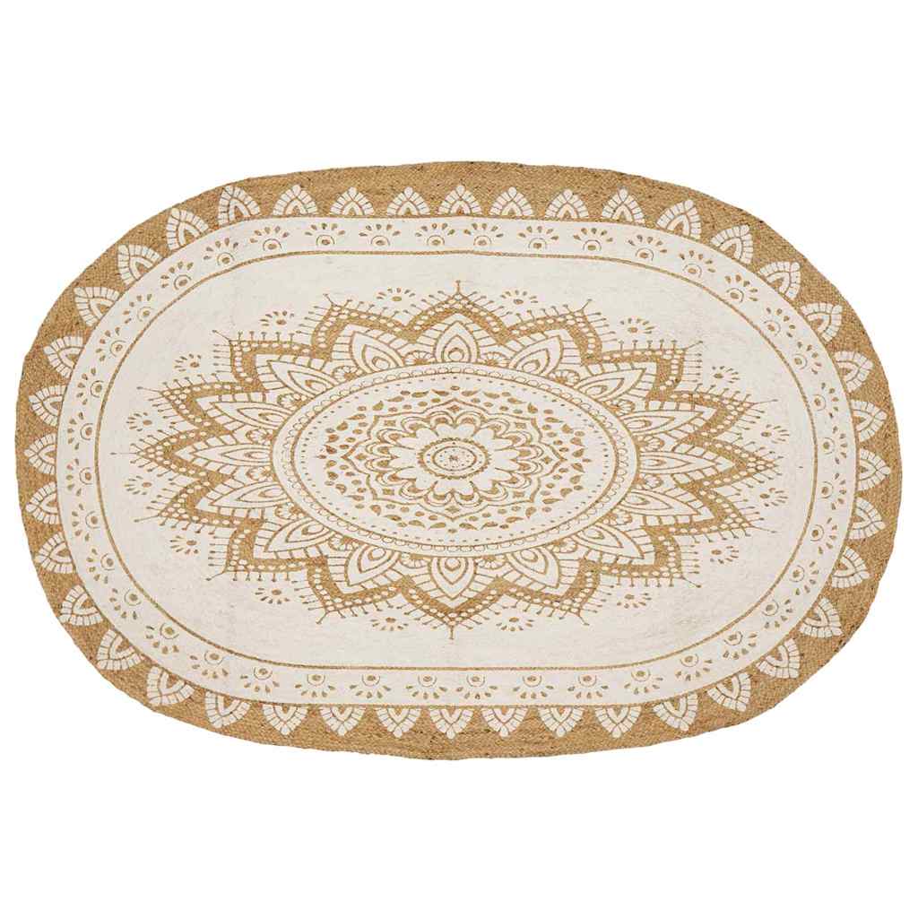 Bereichsteppiche Floral Natur mit weißem Druck 100 x 152 cm