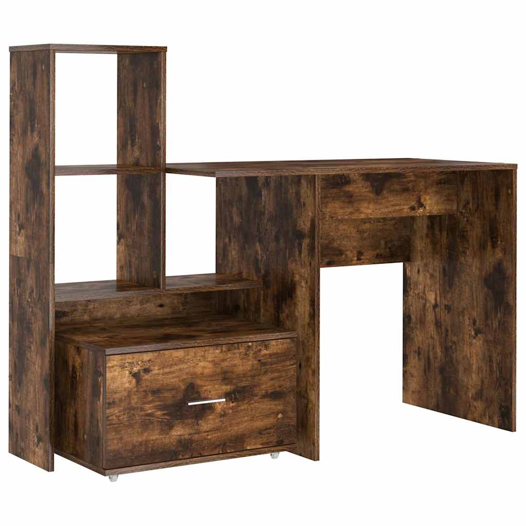 Schreibtisch mit Regal Weiß 131,5 x 50 x 106,5 cm Holzwerkstoff