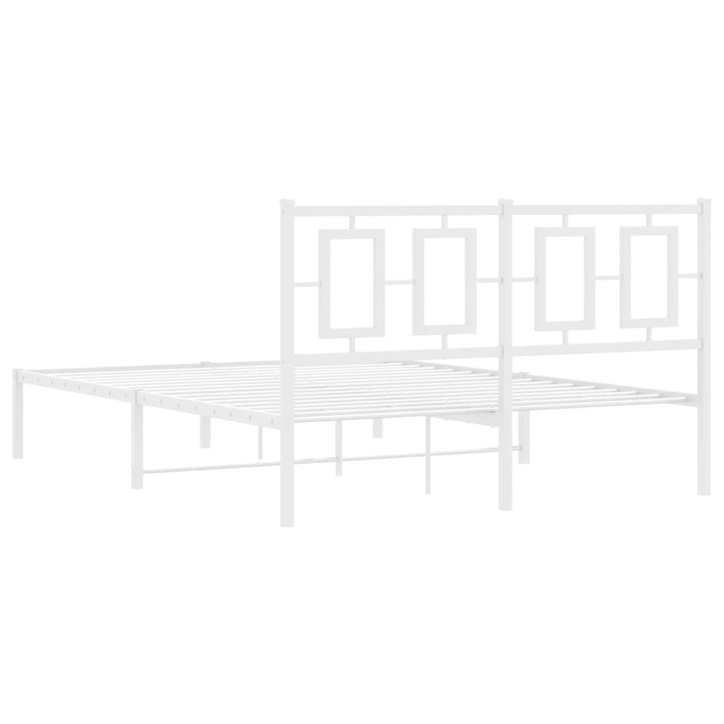 Bettgestell mit Kopf- und Fußteil Metall Weiß 180x200 cm