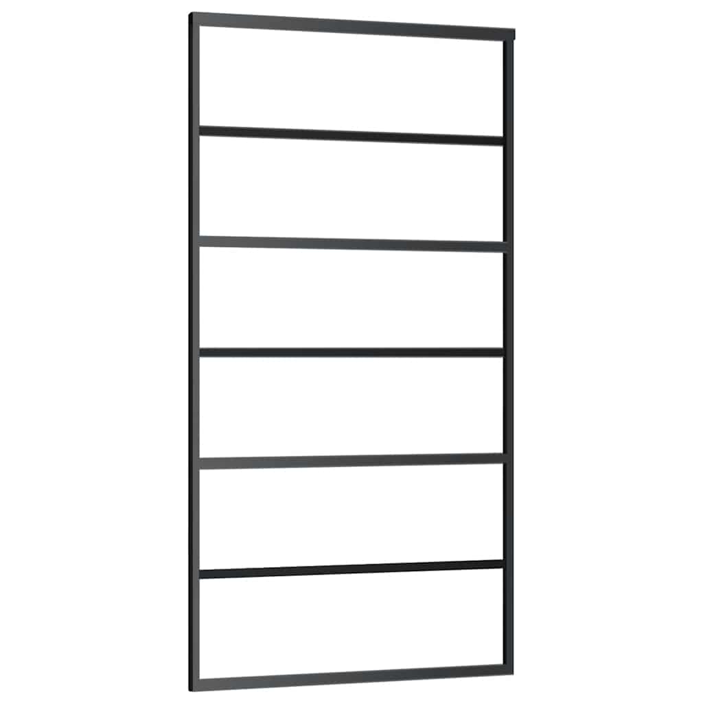 Schiebetür 3-teilig ESG-Glas und Aluminium 76x205 cm Schwarz