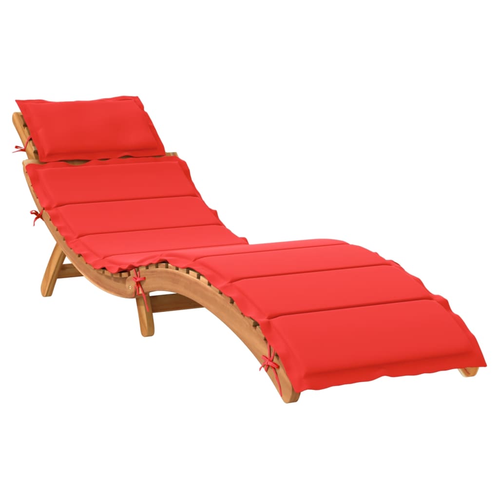 Sonnenliege mit Auflage Beige Massivholz Akazie