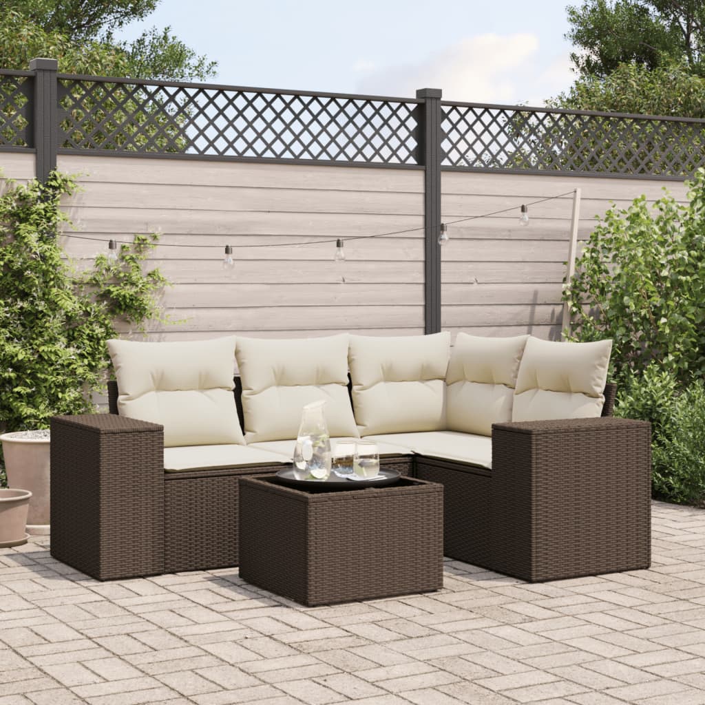 4-tlg. Garten-Sofagarnitur mit Kissen Schwarz Poly Rattan