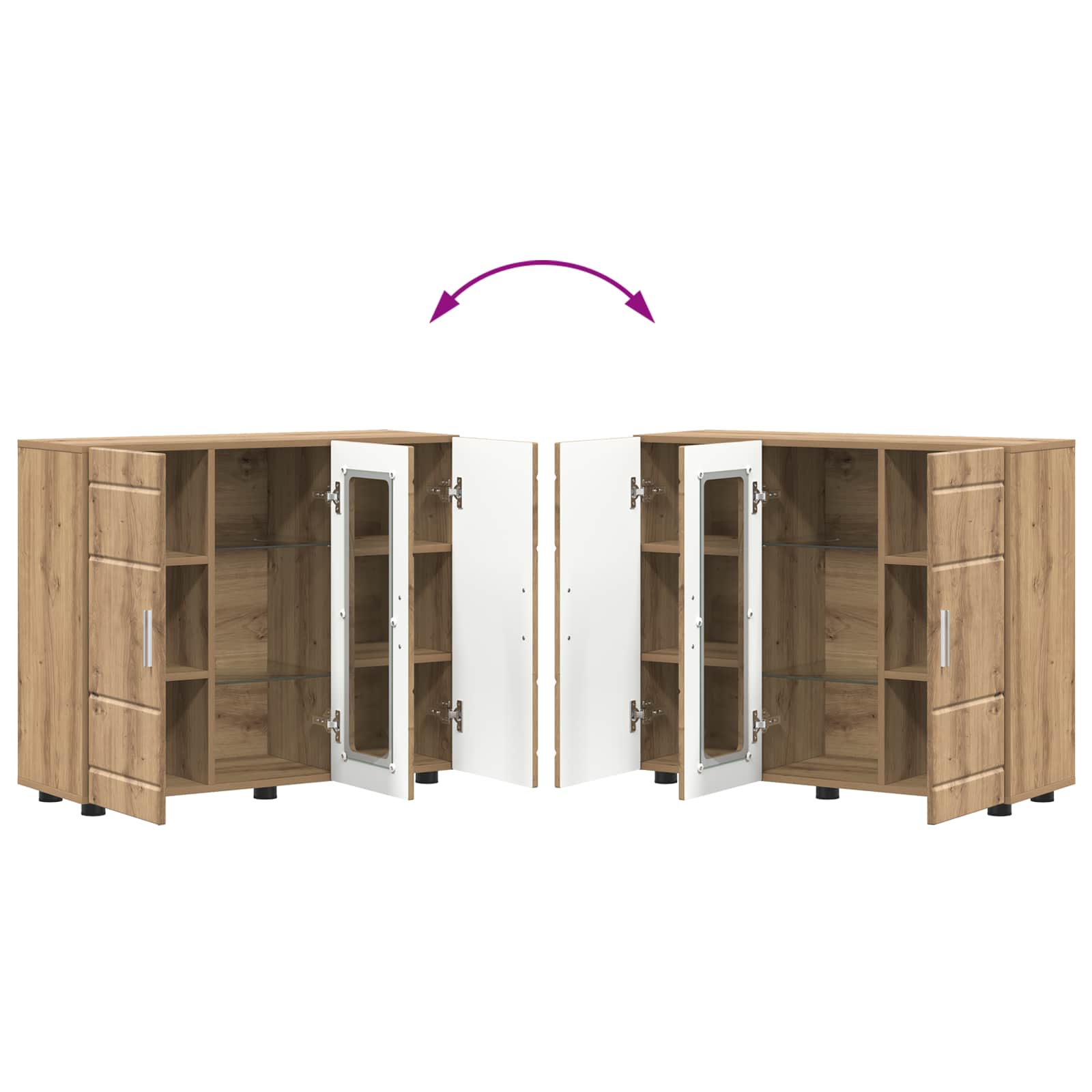 Highboard mit Regal FLORIN Weiß 60 x 35 x 182 cm Holzwerkstoff