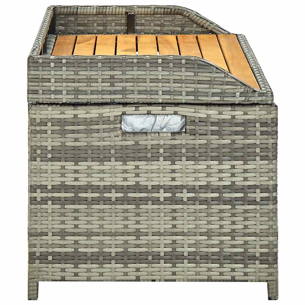 Bank mit Stauraum Schwarz 100x50x52 cm Poly Rattan Akazienholz
