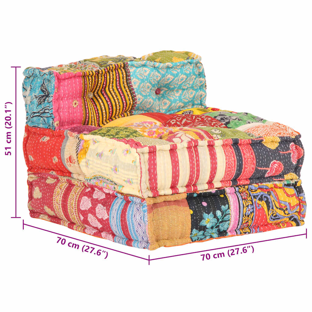 2-Sitzer Modularer Pouf Patchwork Stoff