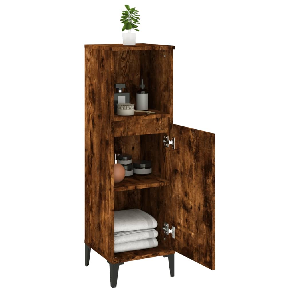 Badschrank Weiß 30x30x100 cm Holzwerkstoff