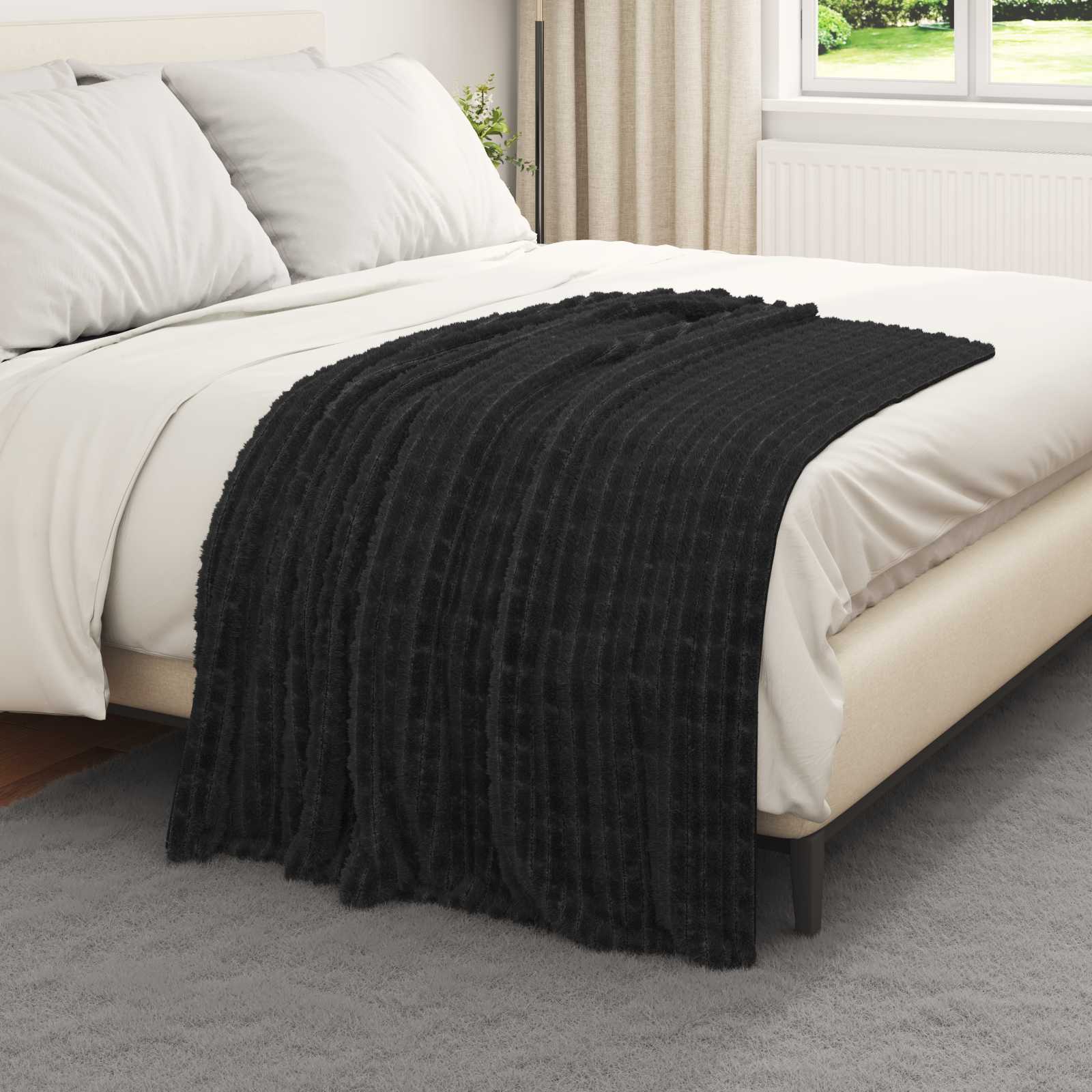 Überwurfdecke Beige 150 x 130 cm Fleece
