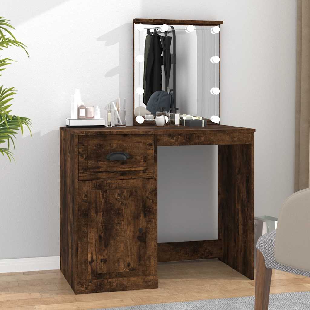 Schminktisch mit Spiegel Weiß 90x50x132,5 cm Holzwerkstoff