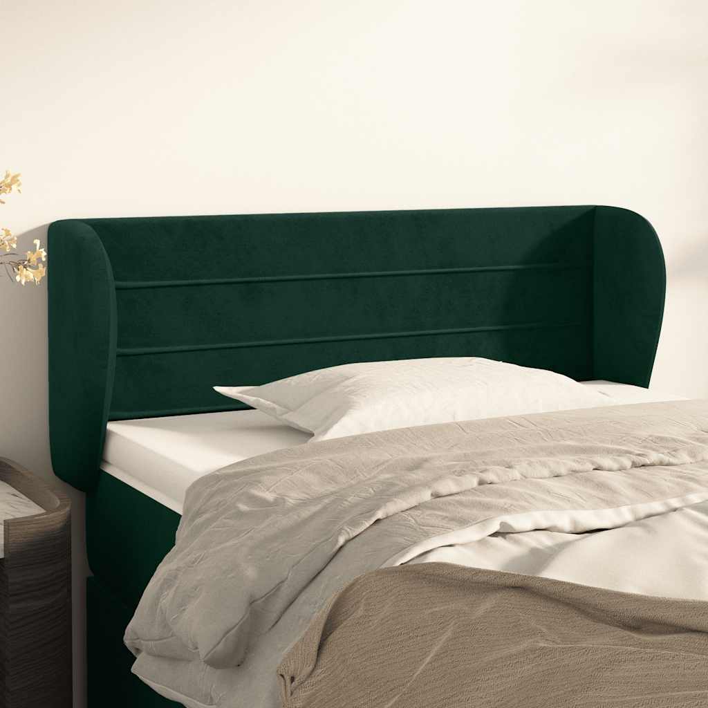 Kopfteil mit Ohren Dunkelblau 203x23x118/128 cm Samt