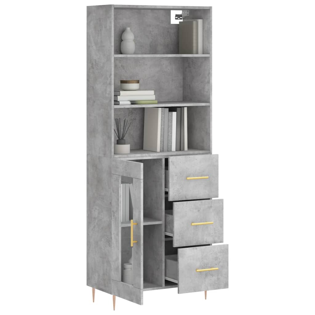 Highboard Hochglanz-Weiß 69,5x34x180 cm Holzwerkstoff