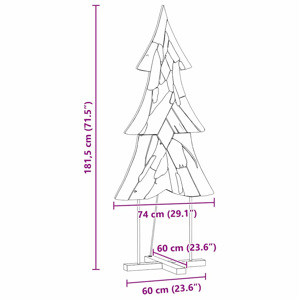 Weihnachtsbaum mit Ständer Braun 90 cm Massivholz Teak