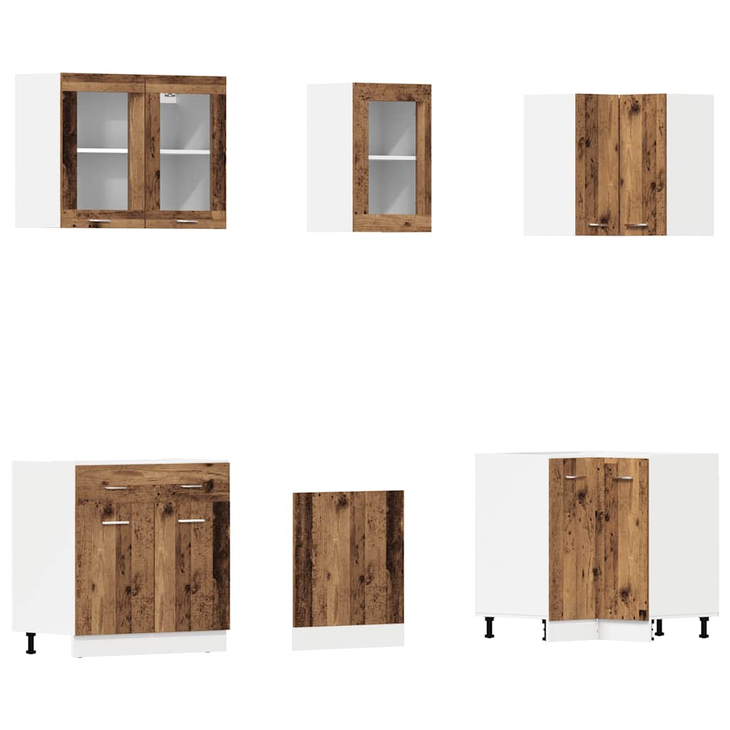 11-tlg. Küchenzeile Lyon Weiß Holzwerkstoff