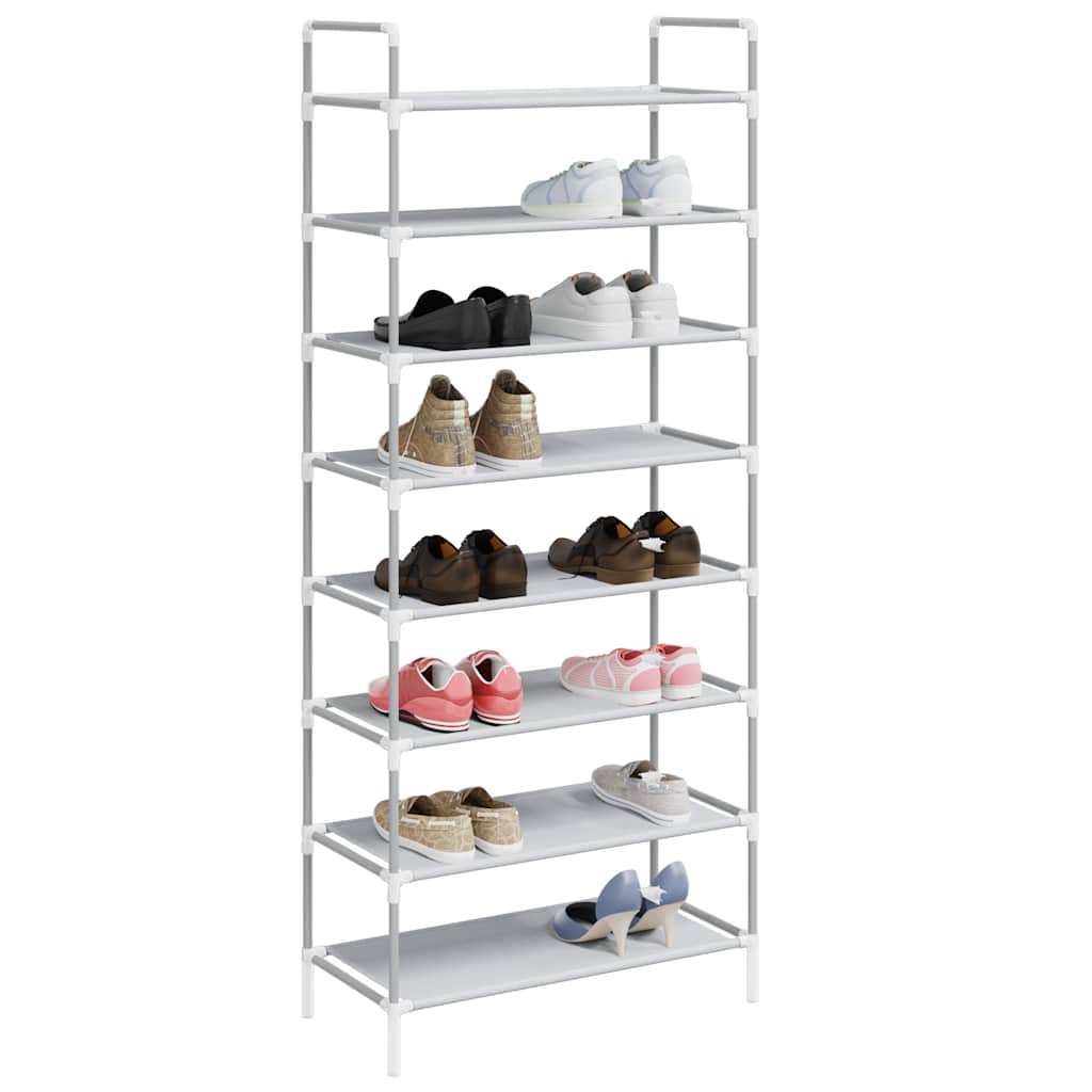 Schuhregal mit 8 Ablagen Metall und Vliesstoff Schwarz