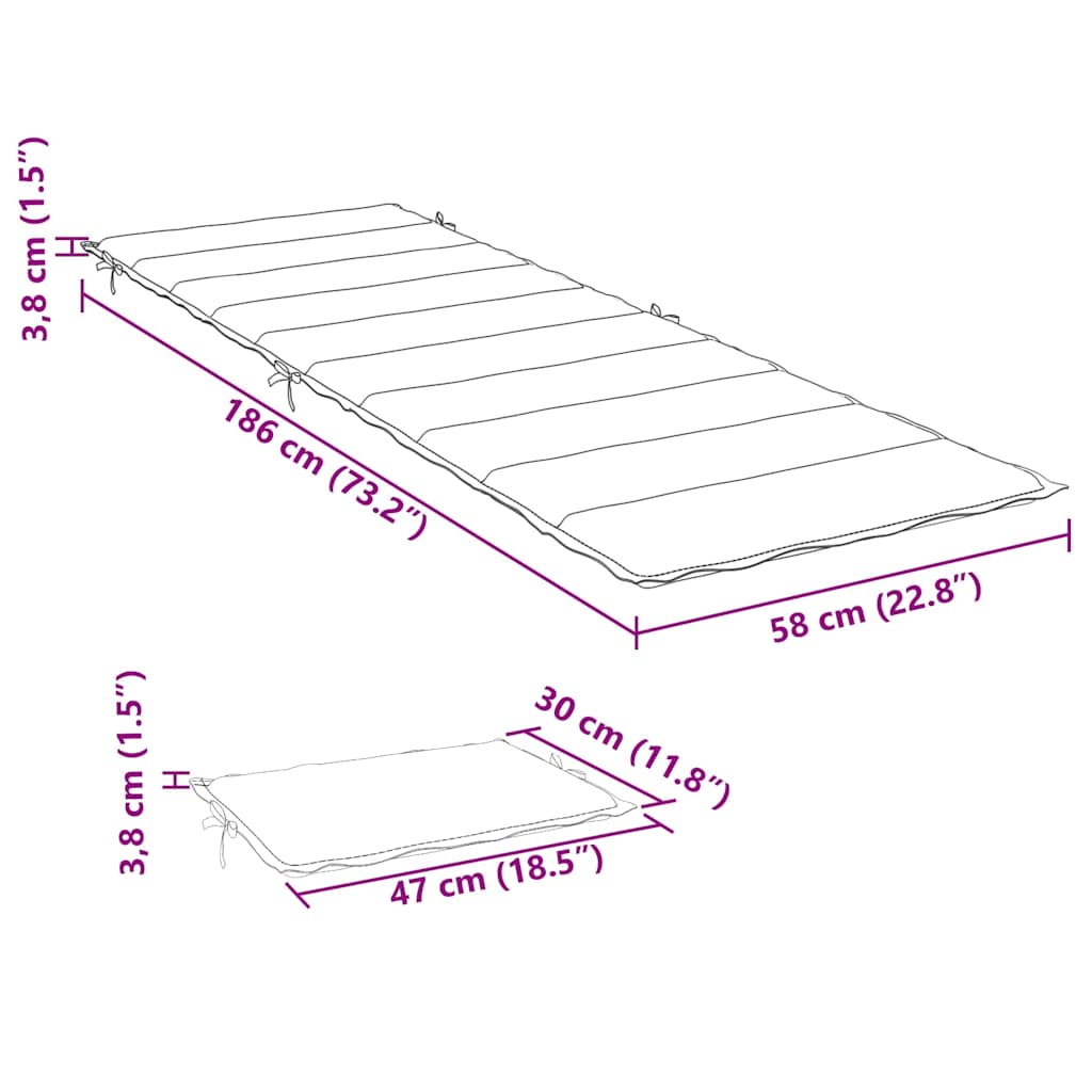 Sonnenliegen-Auflage Melange Anthrazit 186x58x4 cm Stoff