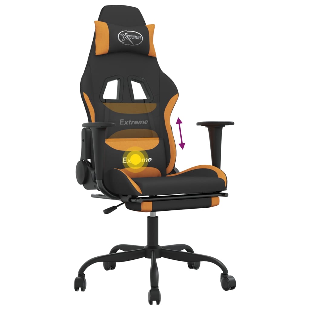 Gaming-Stuhl mit Massagefunktion Schwarz und Creme Stoff