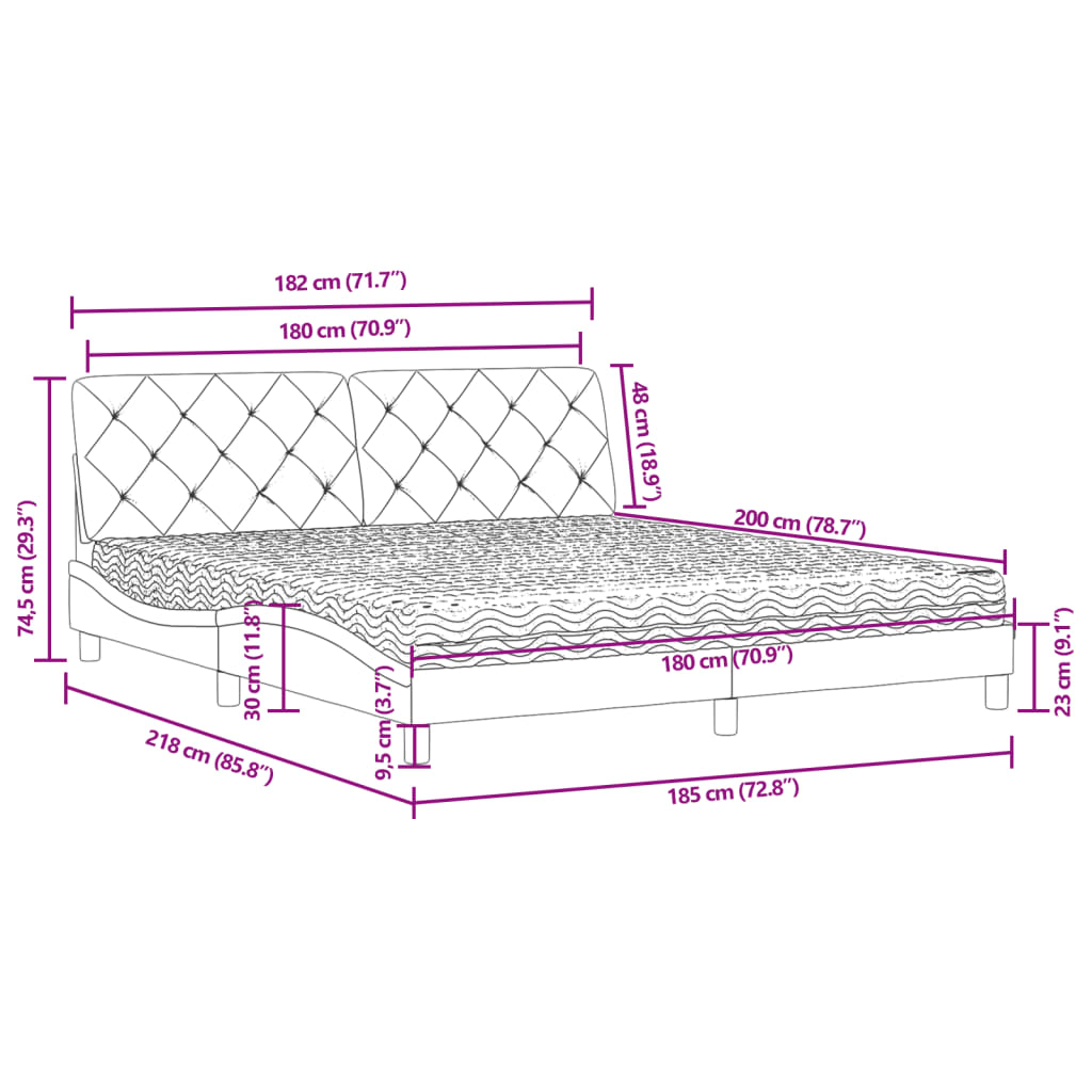 Bett mit Matratze Hellgrau 80x200 cm Samt