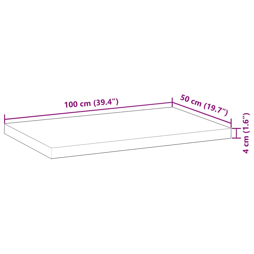 Tischplatte Rechteckig 60x50x2 cm Massivholz Akazie