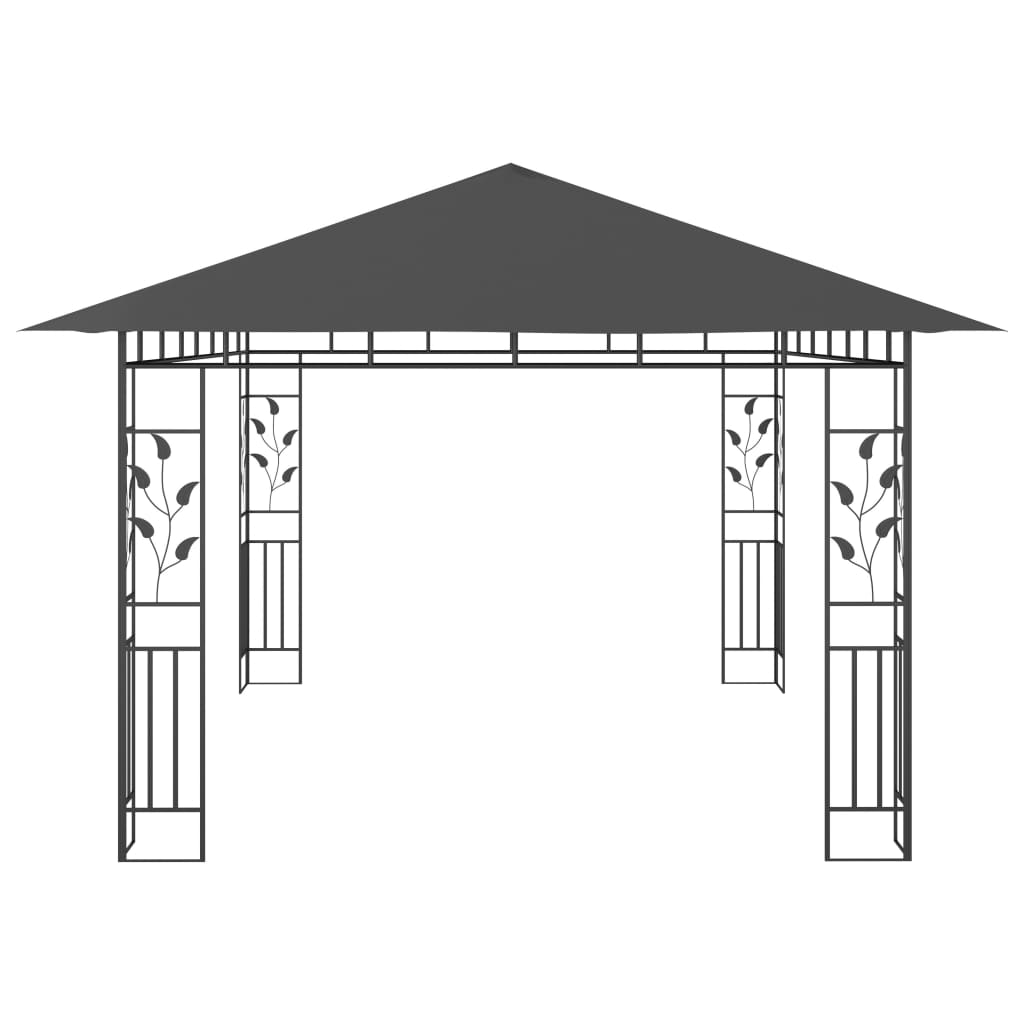 Pavillon mit Moskitonetz & LED-Lichterkette 3x3x2,73m Cremeweiß