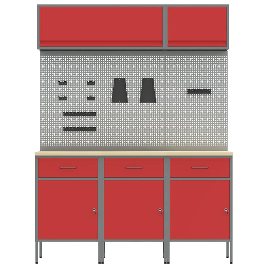 Arbeitsschrankset mit Schubladen mit Regal 8 pcs Grau