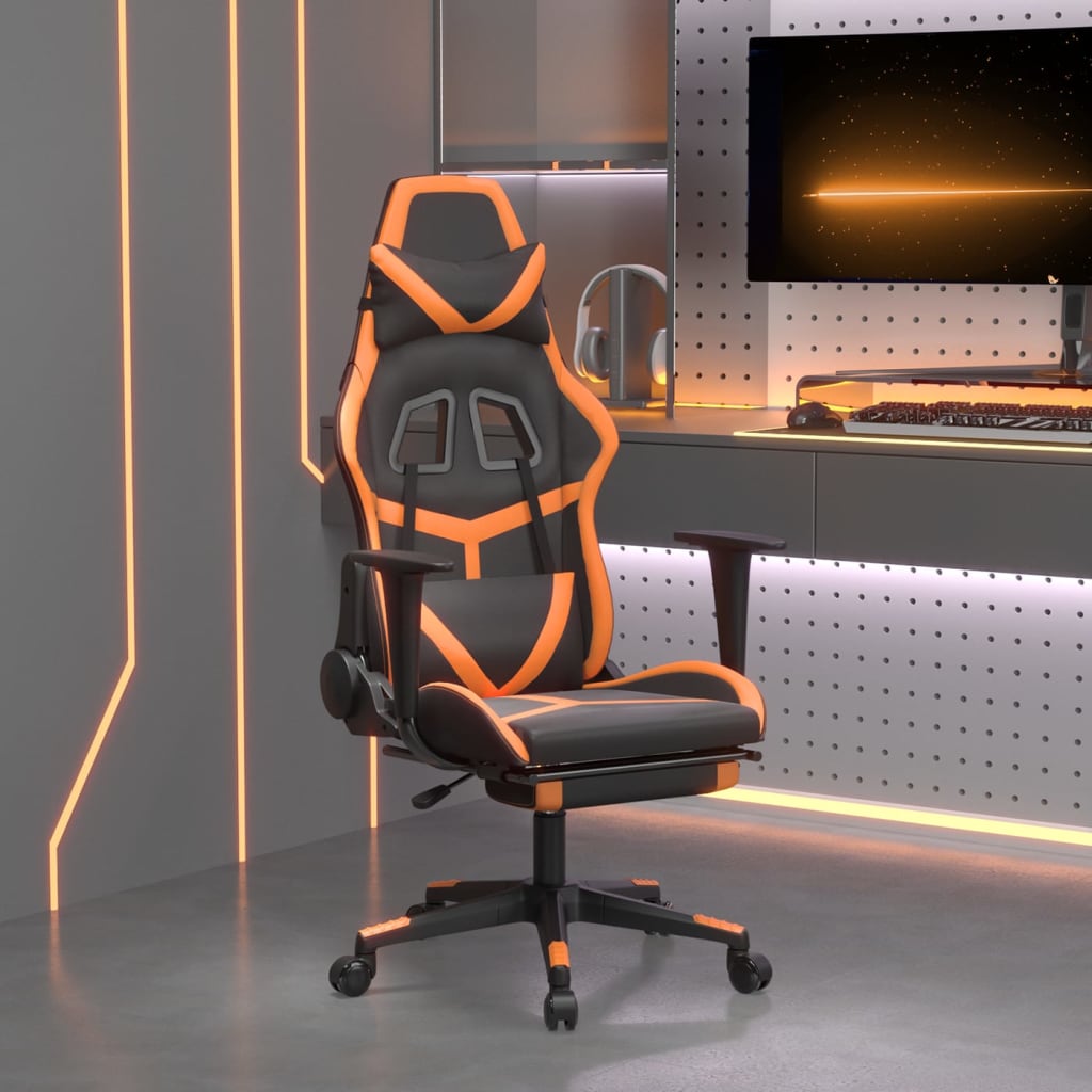Gaming-Stuhl mit Massagefunktion Schwarz und Grün Kunstleder