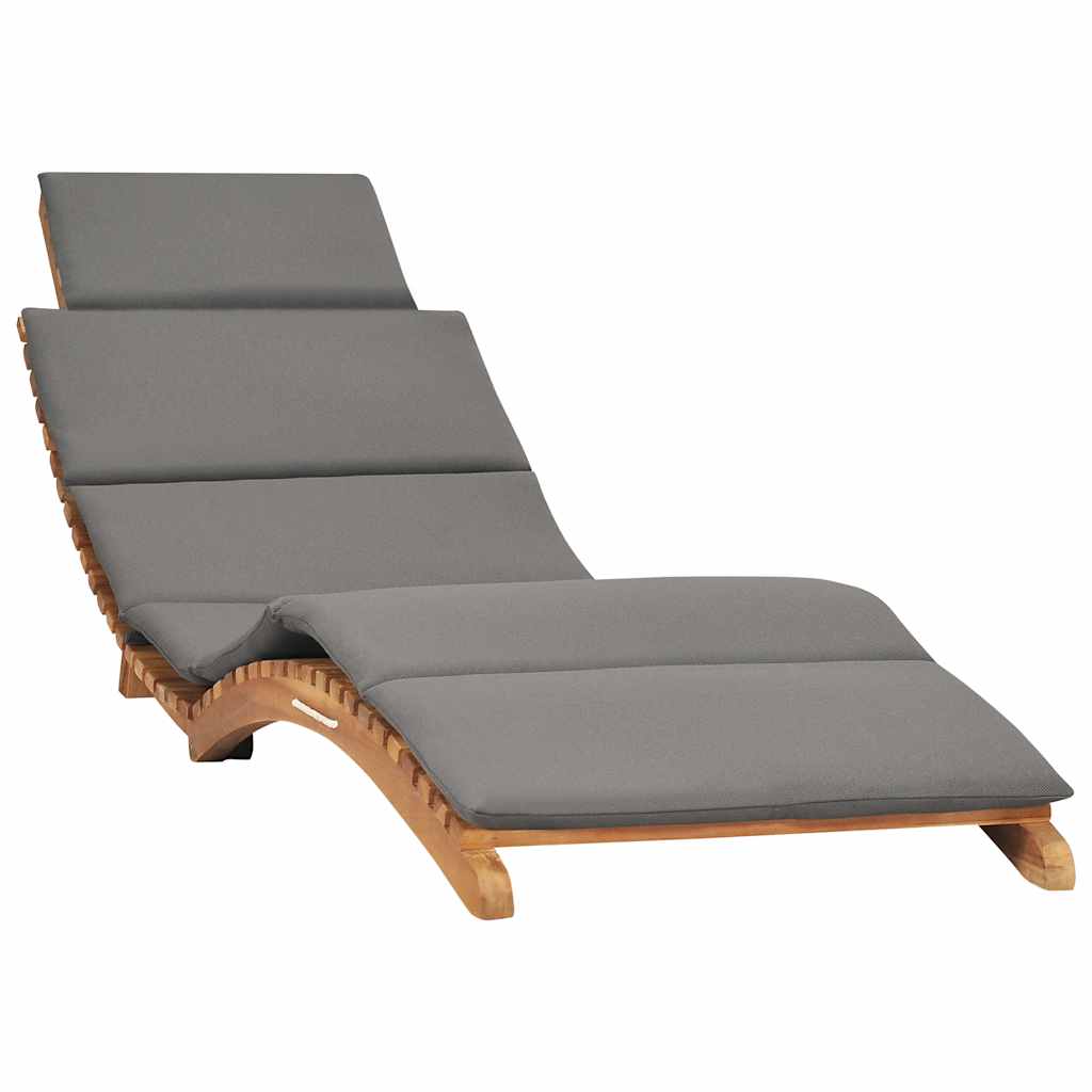Klappbare Sonnenliege mit Cremeweißer Auflage Massivholz Teak