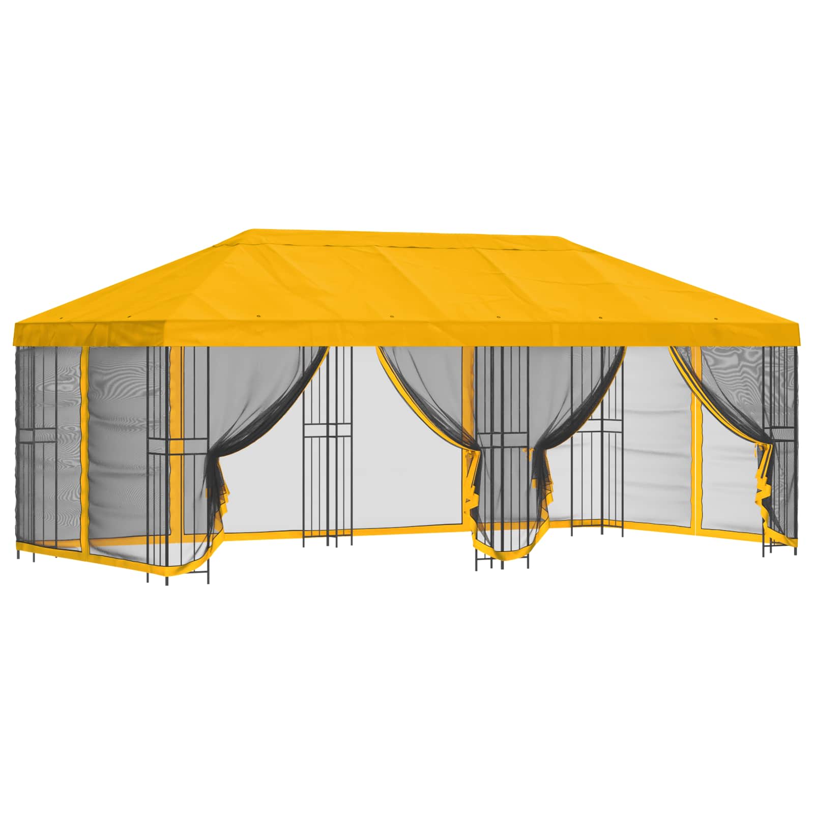 Pavillon mit Seitenwänden 6 x 3 m Beige Polyester und Stahl 190