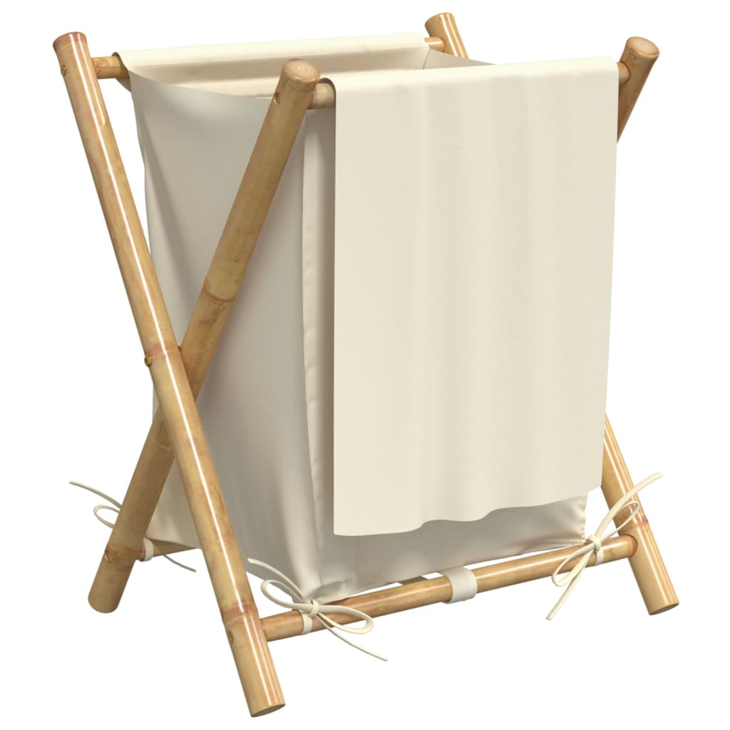 Wäschekorb Cremeweiß 41,5x36x63,5 cm Bambus