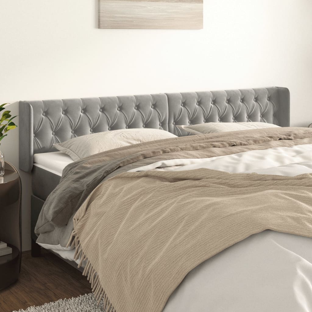 Kopfteil mit Ohren Dunkelblau 93x16x78/88 cm Samt