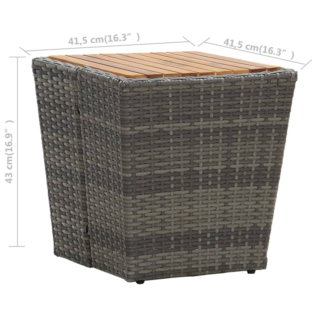 Beistelltisch Beige 41,5x41,5x44 cm Poly Rattan und Hartglas