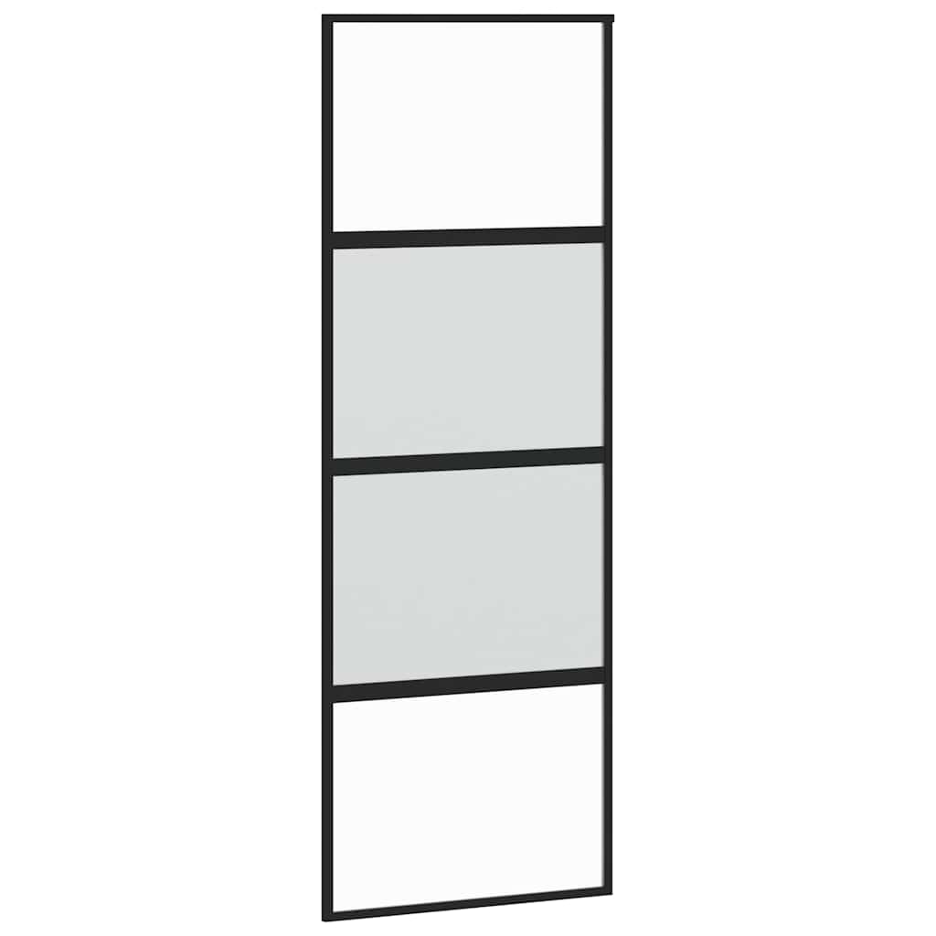 Schiebetür mit Beschlag Schwarz 76x205 cm ESG-Glas
