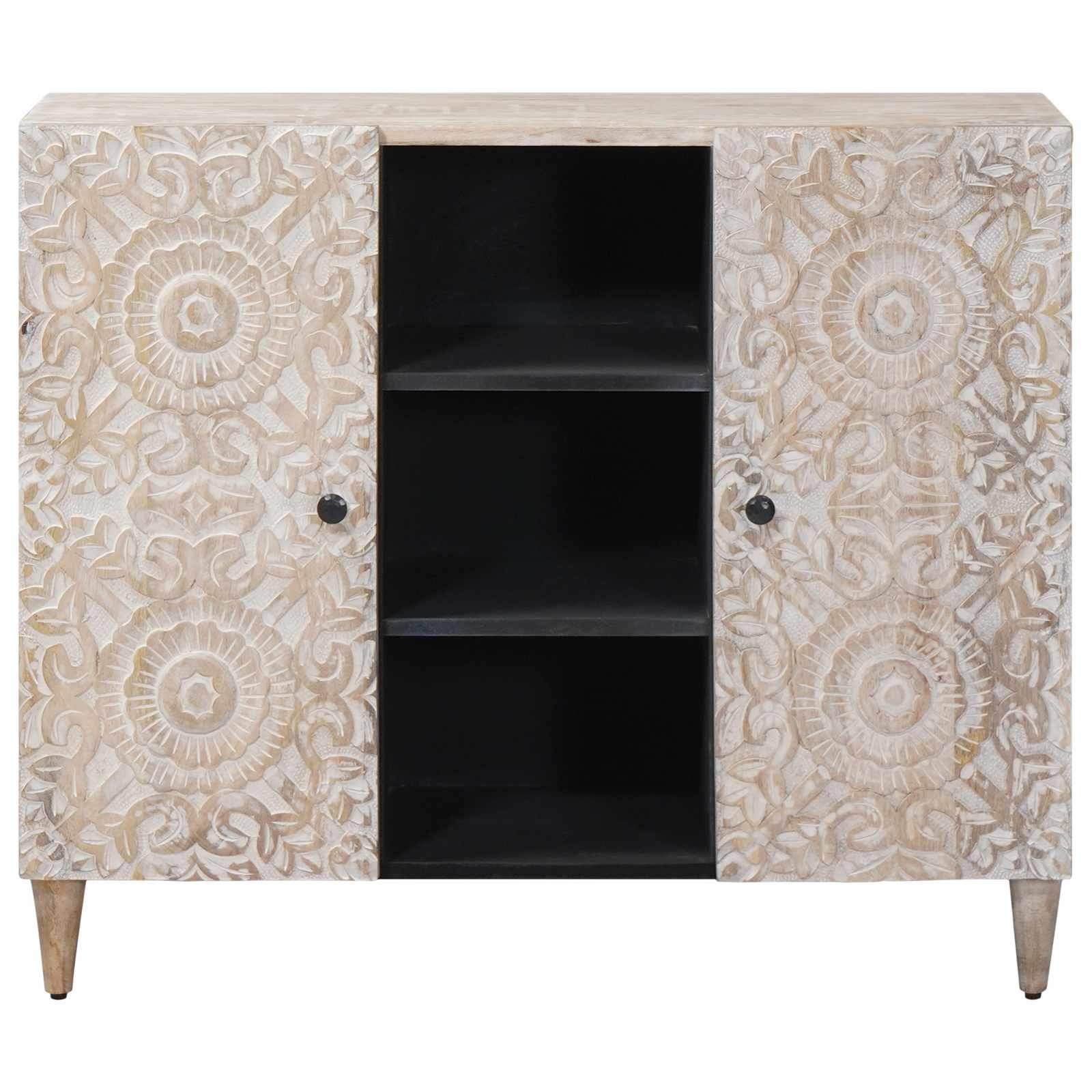 Sideboard mit Regal Braun 90 x 33,5 x 75 cm Massivholz Mango