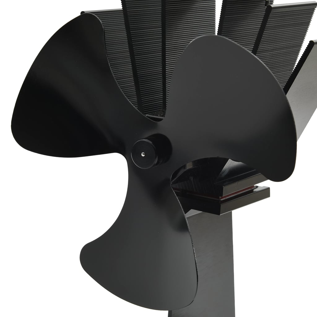 Ofenventilator Wärmebetrieben 2 Blätter Schwarz